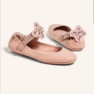 Tory Burch Embellished Minnie Flat